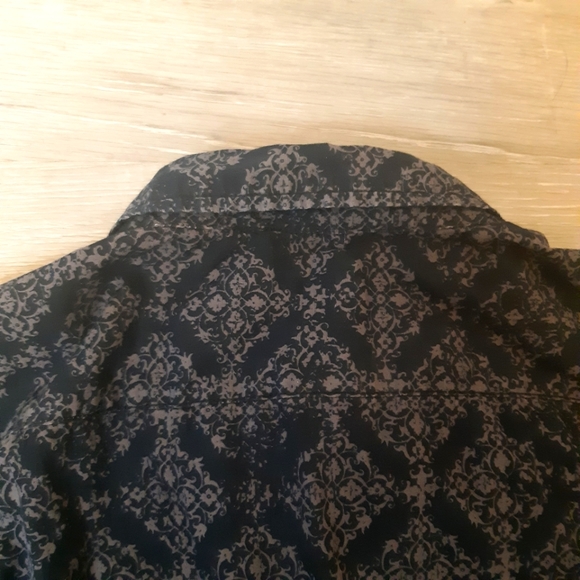 Mervyns Profile XXL black grey batique print cotton button up pocketed shirt - Picture 7 of 11